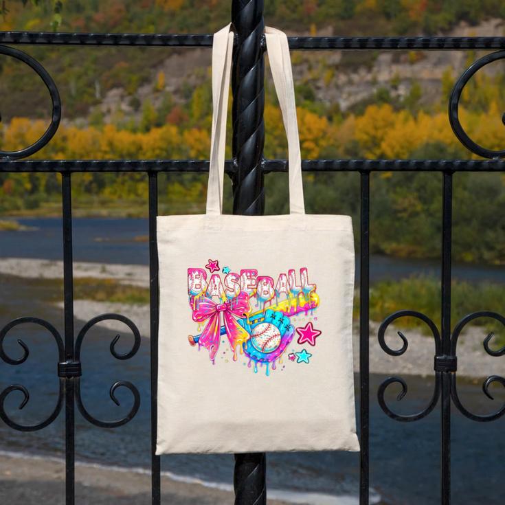 Baseball Ice Cream Drip Coquette Women Girls Mom Mama Canvas Tote Bag