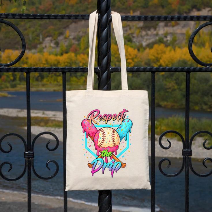 Baseball Ice Cream Drip Number 67 Player 67 Respect The Drip Canvas Tote Bag
