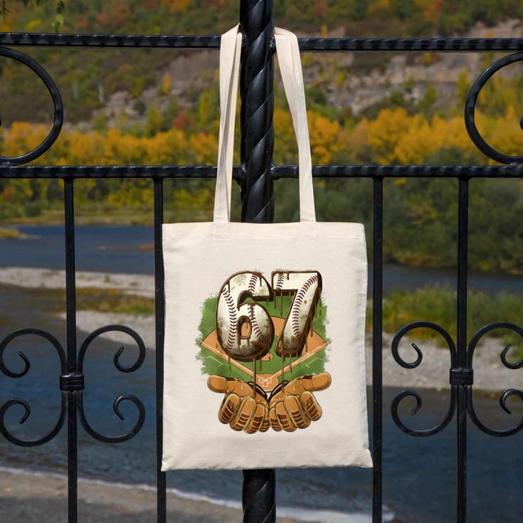 Baseball Ice Cream Drip Number 67 Playground Player 67th Canvas Tote Bag