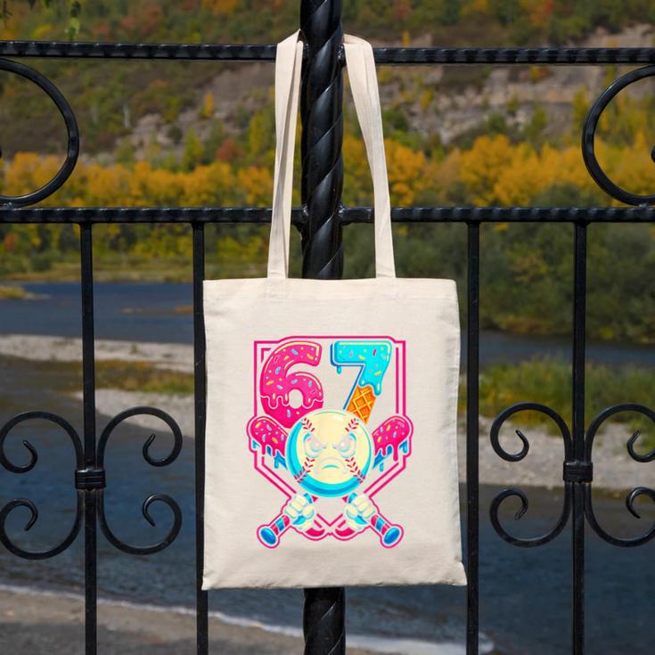 Baseball Ice Cream Drip Number 67 Six Seven Meme 67 Canvas Tote Bag