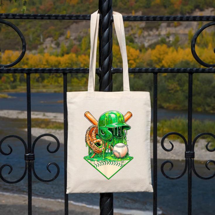 Baseball Life Style Ice Cream Drip Green Canvas Tote Bag Baseball Life Style Ice Cream Drip Green Canvas Tote Bag