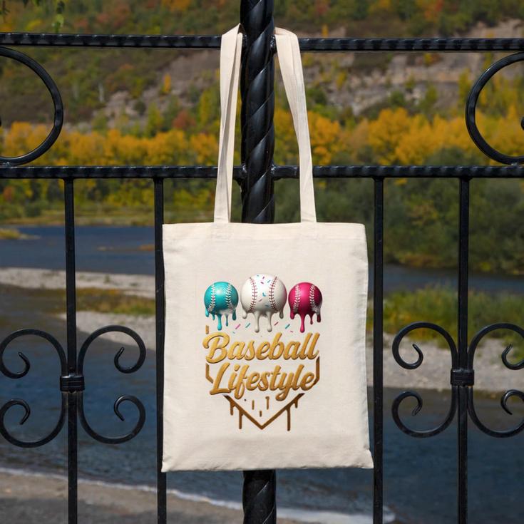 Baseball Lifestyle Drip Canvas Tote Bag