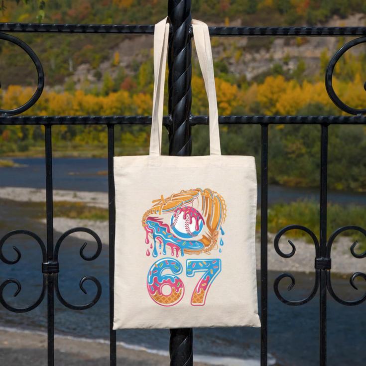 Baseball Player 67 Number 67th Sports Ice Cream Drip Canvas Tote Bag Baseball Player 67 Number 67th Sports Ice Cream Drip Canvas Tote Bag