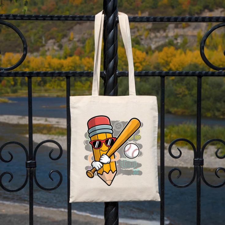 Baseball Player Pencil Back To School Cute Sport Students Canvas Tote Bag Baseball Player Pencil Back To School Cute Sport Students Canvas Tote Bag
