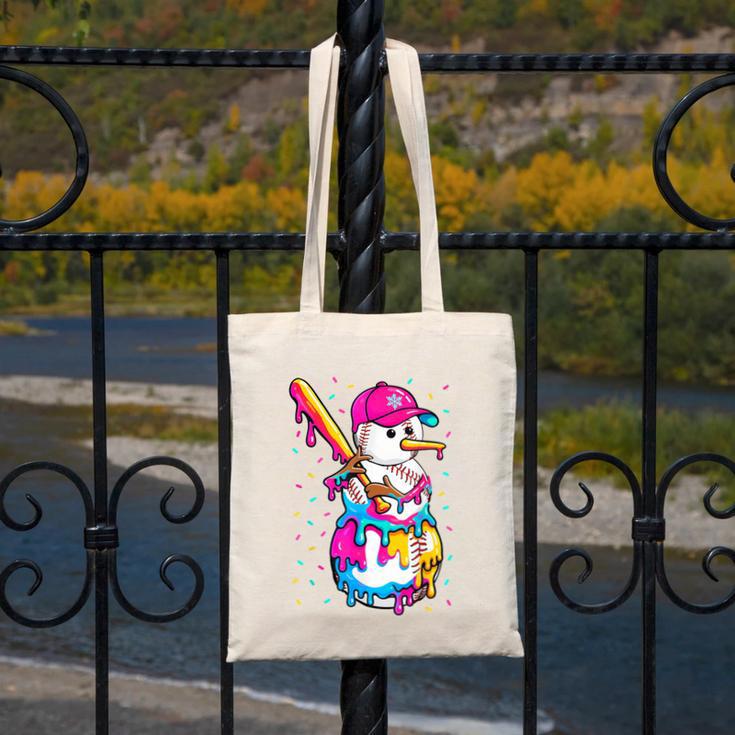 Baseball Snowman Drip Christmas Baseball Boys Men Kids Canvas Tote Bag Baseball Snowman Drip Christmas Baseball Boys Men Kids Canvas Tote Bag