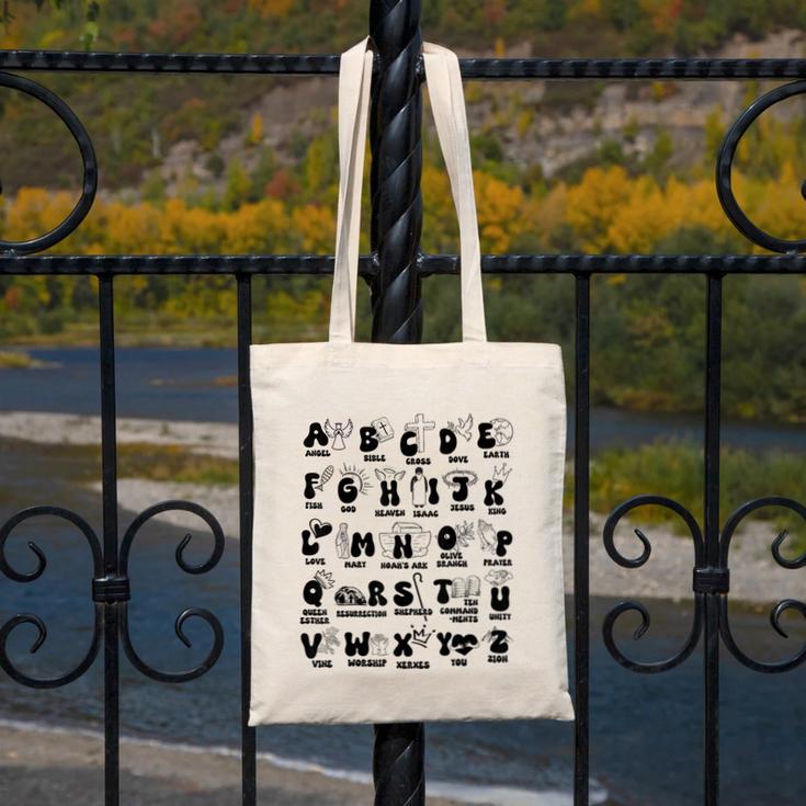 Biblical Alphabet Religious Christian Kids Back To School Canvas Tote Bag Biblical Alphabet Religious Christian Kids Back To School Canvas Tote Bag