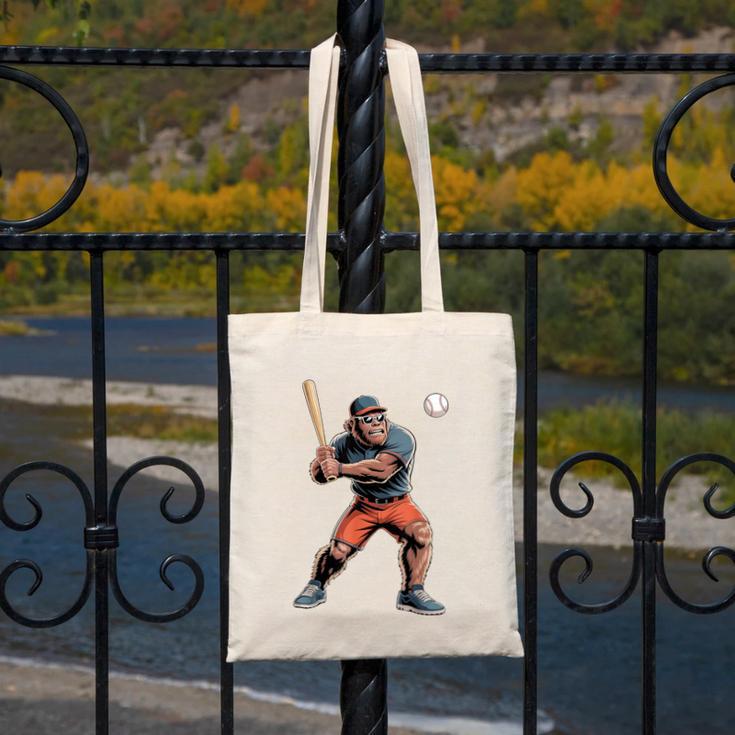 Bigfoot Playing Baseball Boys Kids Men Baseball Player Canvas Tote Bag Bigfoot Playing Baseball Boys Kids Men Baseball Player Canvas Tote Bag