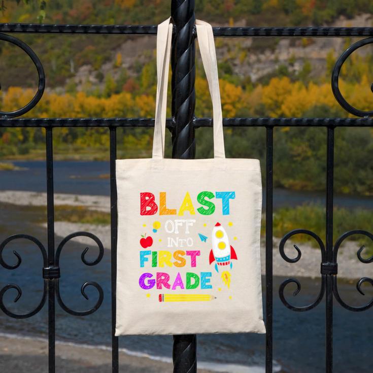 Blast Off Into First Grade Squad First Day Back To School Canvas Tote Bag