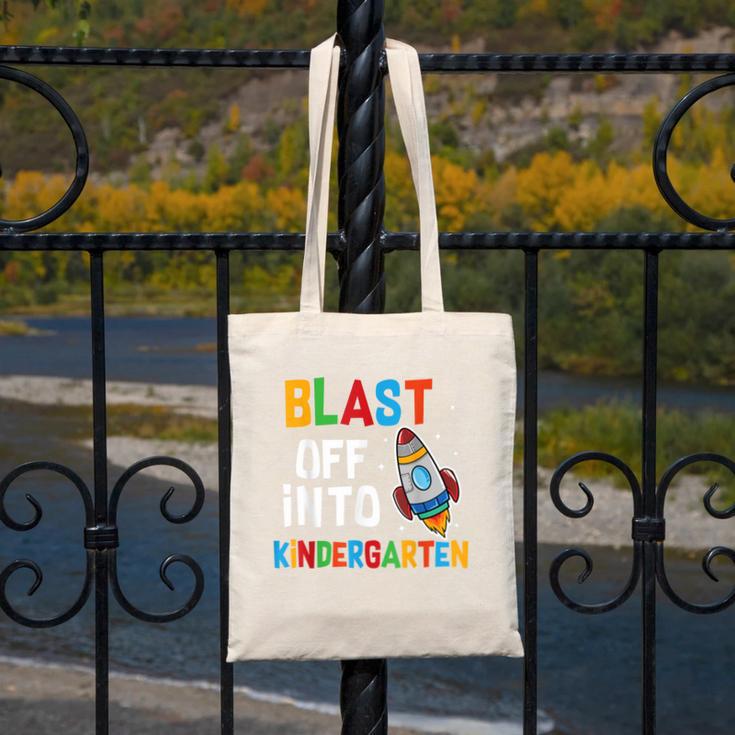 Blast Off Into Kindergarten Back To School Rocket Canvas Tote Bag Blast Off Into Kindergarten Back To School Rocket Canvas Tote Bag