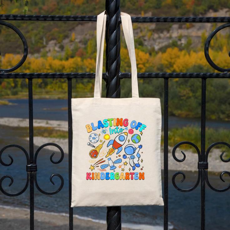 Blasting Off Into Kindergarten Back To School Boys Kid Canvas Tote Bag Blasting Off Into Kindergarten Back To School Boys Kid Canvas Tote Bag