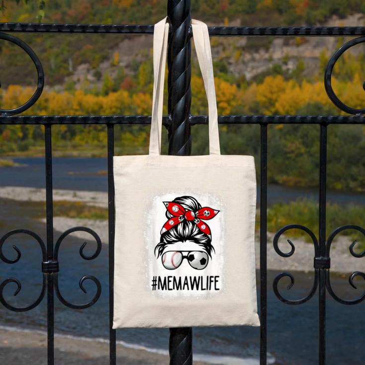 Bleached Memaw Life Soccer Messy Bun Baseball Game Day Canvas Tote Bag Bleached Memaw Life Soccer Messy Bun Baseball Game Day Canvas Tote Bag