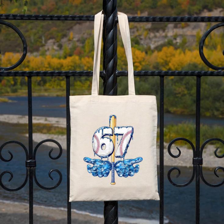 Blue Camo Baseball 67 Six Seven Camo Ice Cream Drip Boy Teen Canvas Tote Bag