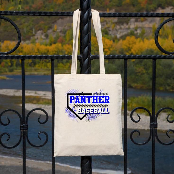 Blue Panther Baseball Home Plate Game Day Mascot Panther Canvas Tote Bag