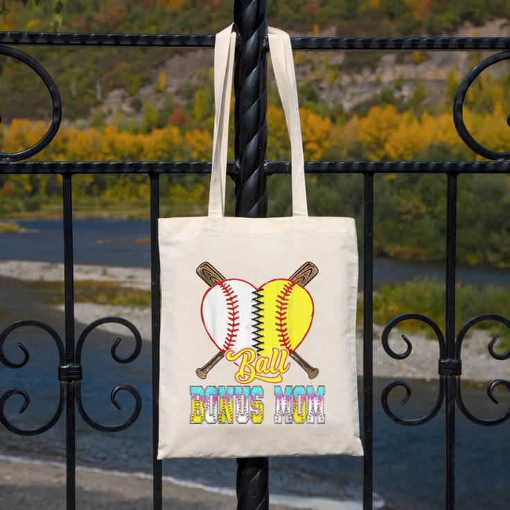 Bonus Mom Of Both Half Baseball Softball Ice Cream Drip Canvas Tote Bag Bonus Mom Of Both Half Baseball Softball Ice Cream Drip Canvas Tote Bag