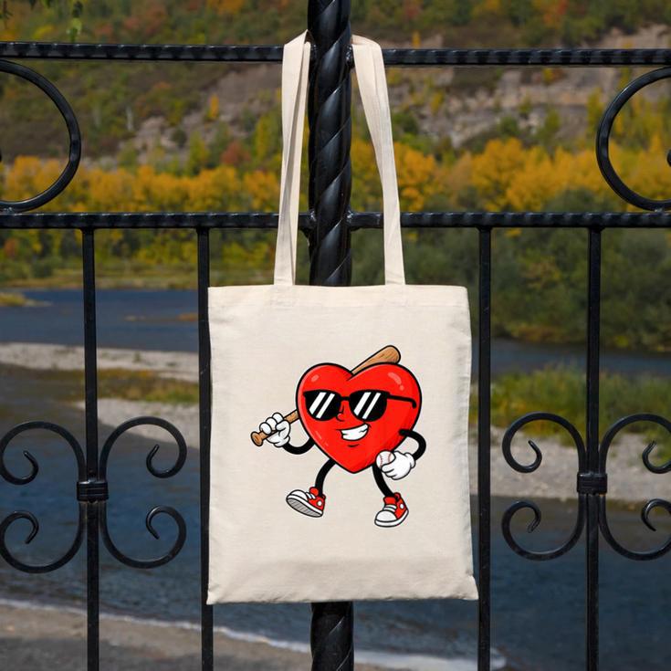 Boy Valentines Day Heart Love Baseball Boys Men Kids Canvas Tote Bag