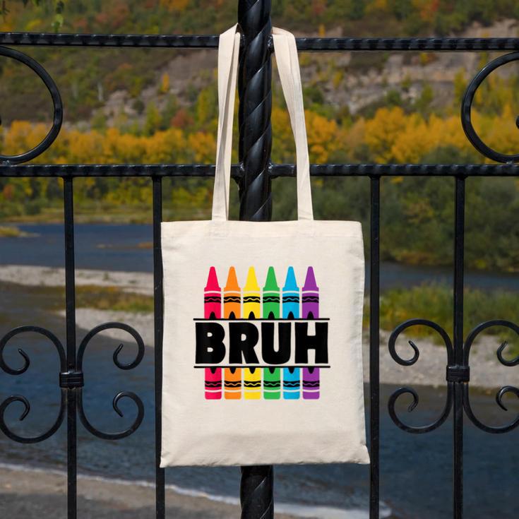 BRUH Back To School Colorful Crayons First Day Of School Canvas Tote Bag