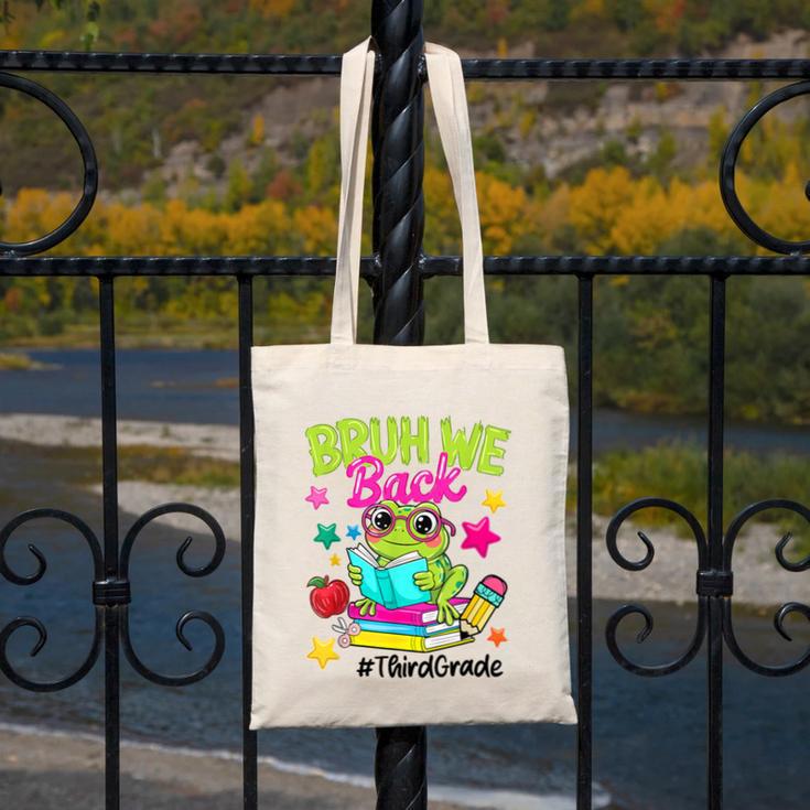 Bruh We Back Third Grade Cute Frog Back To School Canvas Tote Bag Bruh We Back Third Grade Cute Frog Back To School Canvas Tote Bag
