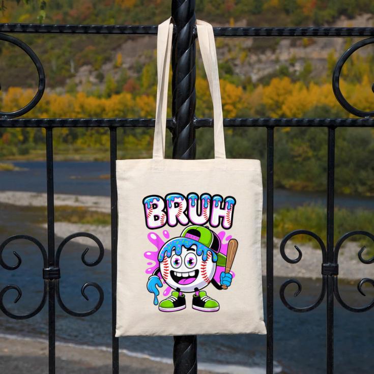 Bruh Baseball Drip Boys Youth Ice Cream Dripping Baseball Canvas Tote Bag