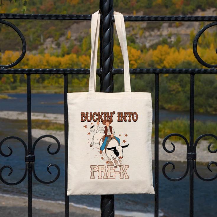 Buckin' Into Pre-K Back To School Cowboy Western Canvas Tote Bag Buckin' Into Pre-K Back To School Cowboy Western Canvas Tote Bag