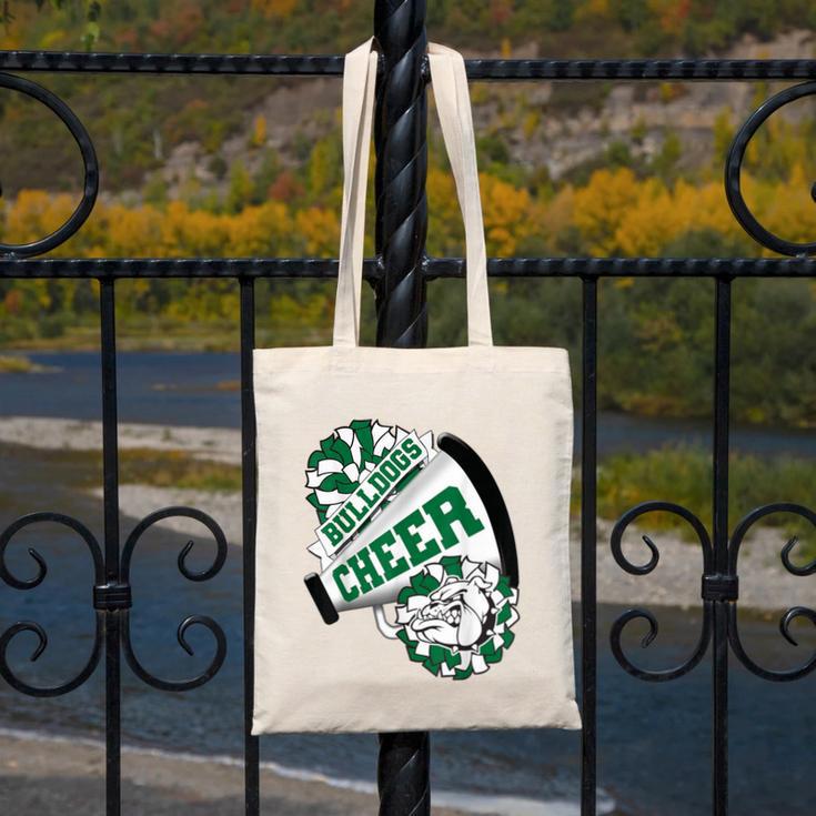 Bulldogs Cheerleading Back To School Cheer Team Spirit Green Canvas Tote Bag Bulldogs Cheerleading Back To School Cheer Team Spirit Green Canvas Tote Bag