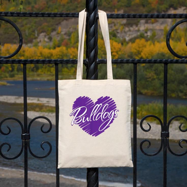 Bulldogs Heart Back To School Spirit P Canvas Tote Bag