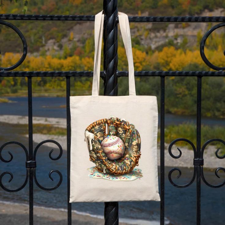 Camo Baseball Gloves Lifestyle 101 Apparel Drip Ice Cream Canvas Tote Bag Camo Baseball Gloves Lifestyle 101 Apparel Drip Ice Cream Canvas Tote Bag