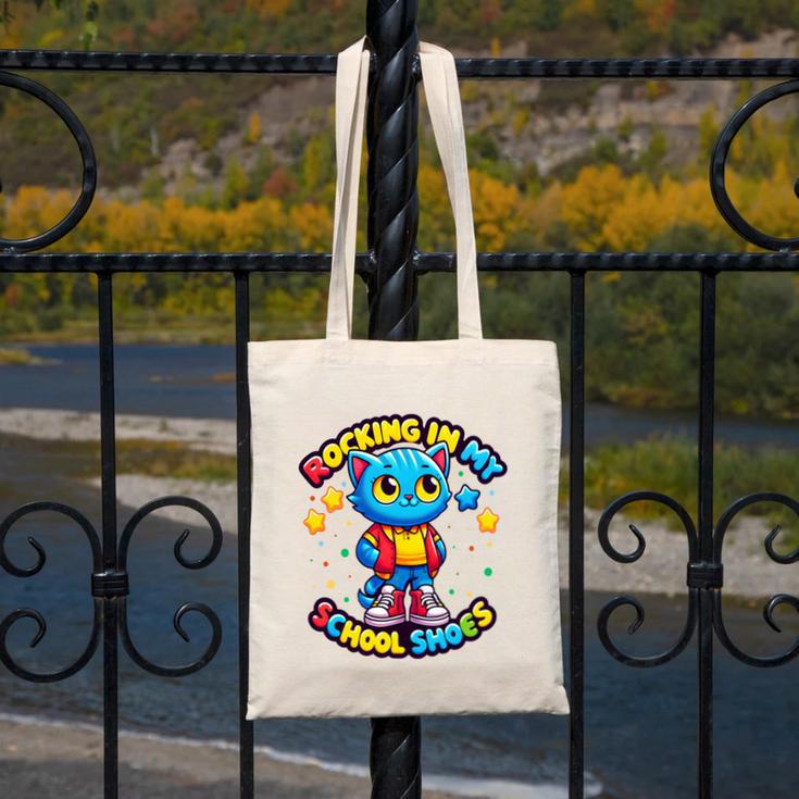 Cat Rocking In My School Shoes Fun Back To School Kids Boys Performance Canvas Tote Bag Cat Rocking In My School Shoes Fun Back To School Kids Boys Performance Canvas Tote Bag