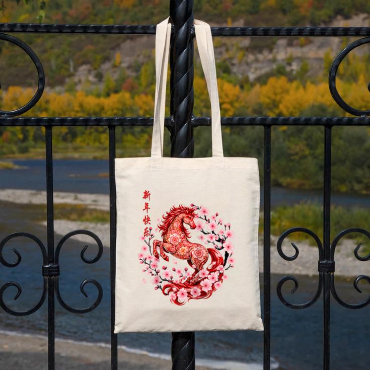 Chinese New Year 2026 Year Of The Horse Raglan Baseball Tee Canvas Tote Bag