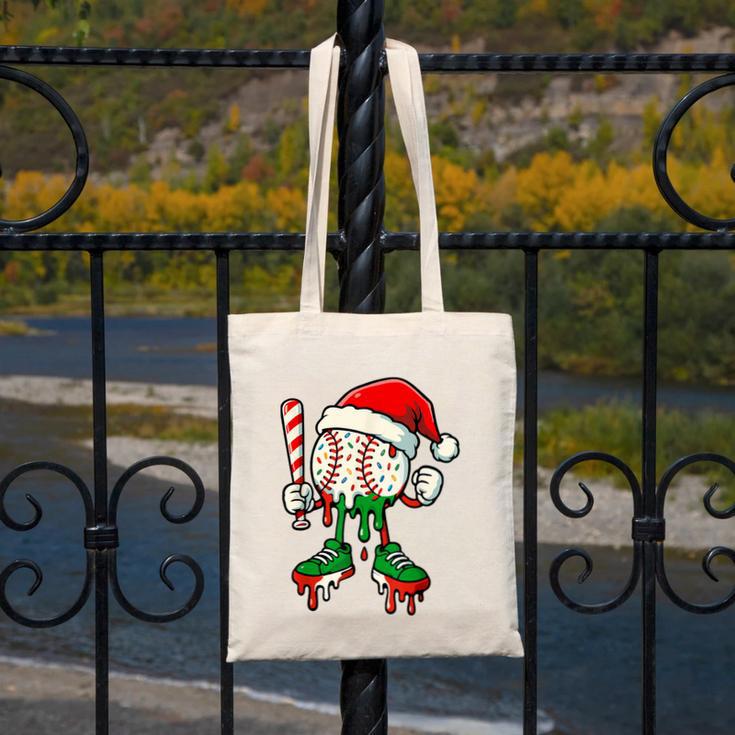 Christmas Baseball Drip For Boys Ice Cream Drip Baseball Canvas Tote Bag Christmas Baseball Drip For Boys Ice Cream Drip Baseball Canvas Tote Bag