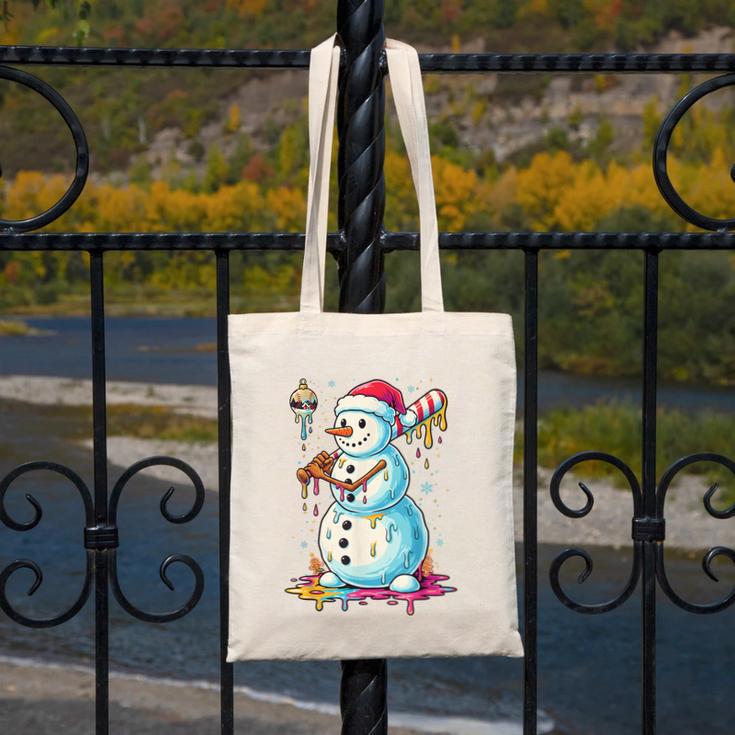 Christmas Baseball Snowman Drip For Boys Men Girls Women Canvas Tote Bag