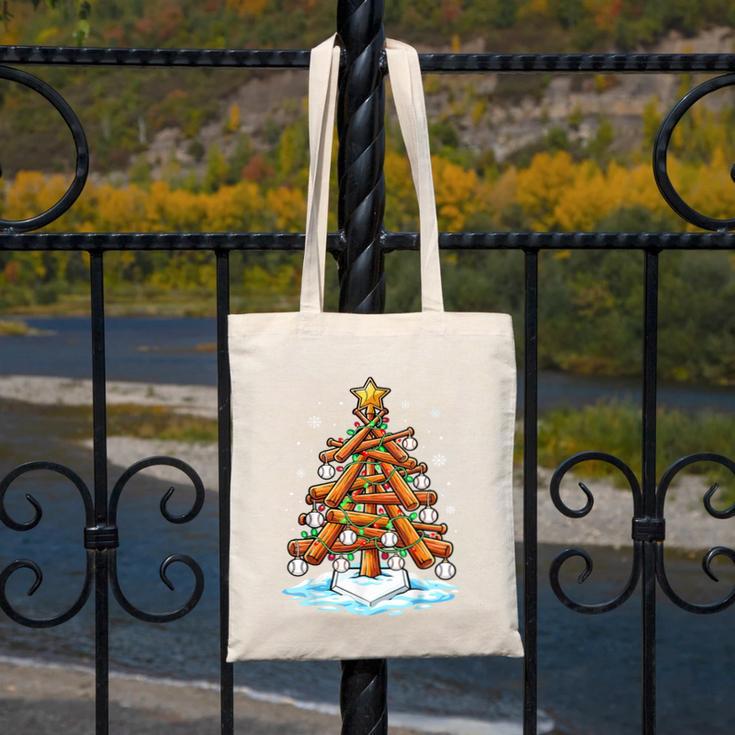 Christmas Baseball Tree Lights Xmas Canvas Tote Bag Christmas Baseball Tree Lights Xmas Canvas Tote Bag