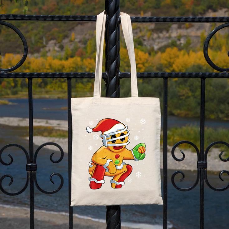 Christmas Gingerbread Man Baseball Player Catcher Canvas Tote Bag Christmas Gingerbread Man Baseball Player Catcher Canvas Tote Bag
