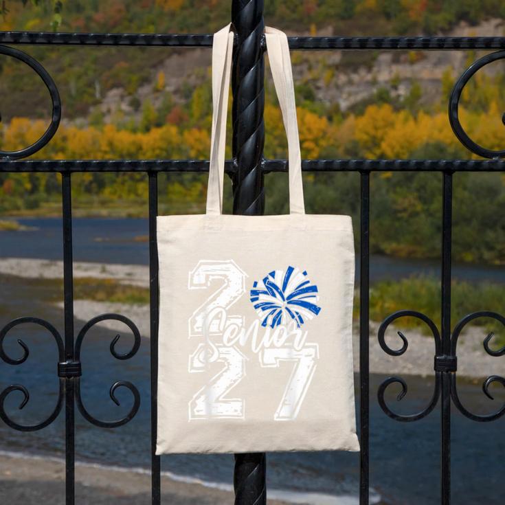 Class Of 2027 Cheer Blue Senior 2027 Back To School Canvas Tote Bag