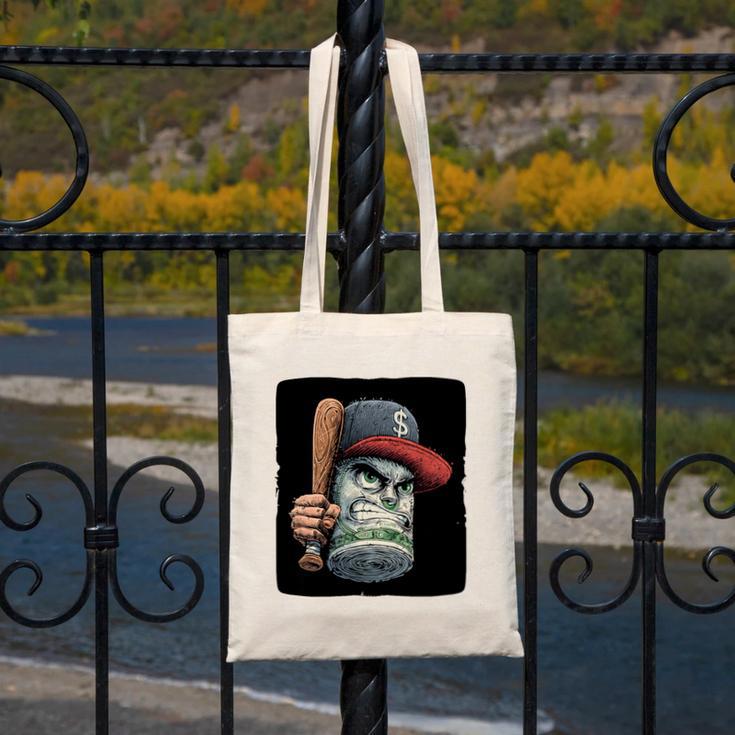 Cool Dollar Bill Guy With Cap And Baseball Costume Premium Tri-Blend Canvas Tote Bag Cool Dollar Bill Guy With Cap And Baseball Costume Premium Tri-Blend Canvas Tote Bag