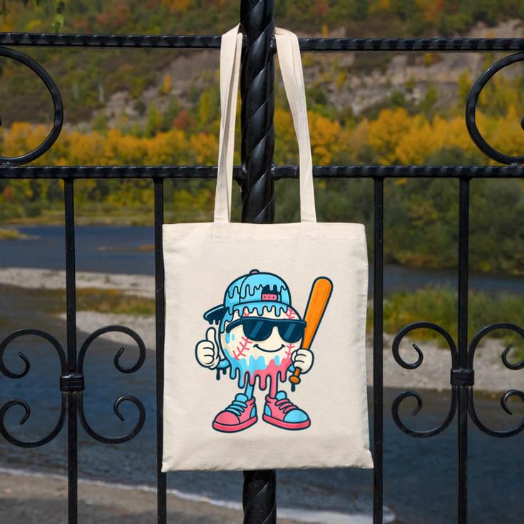 Cool Ice Cream Drip Baseball Drip For Boys Sports Kids Canvas Tote Bag