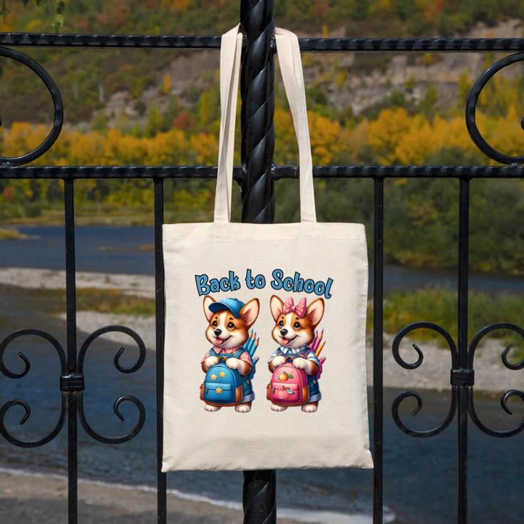 Corgi Dog Student To School Happy Back To School Canvas Tote Bag Corgi Dog Student To School Happy Back To School Canvas Tote Bag