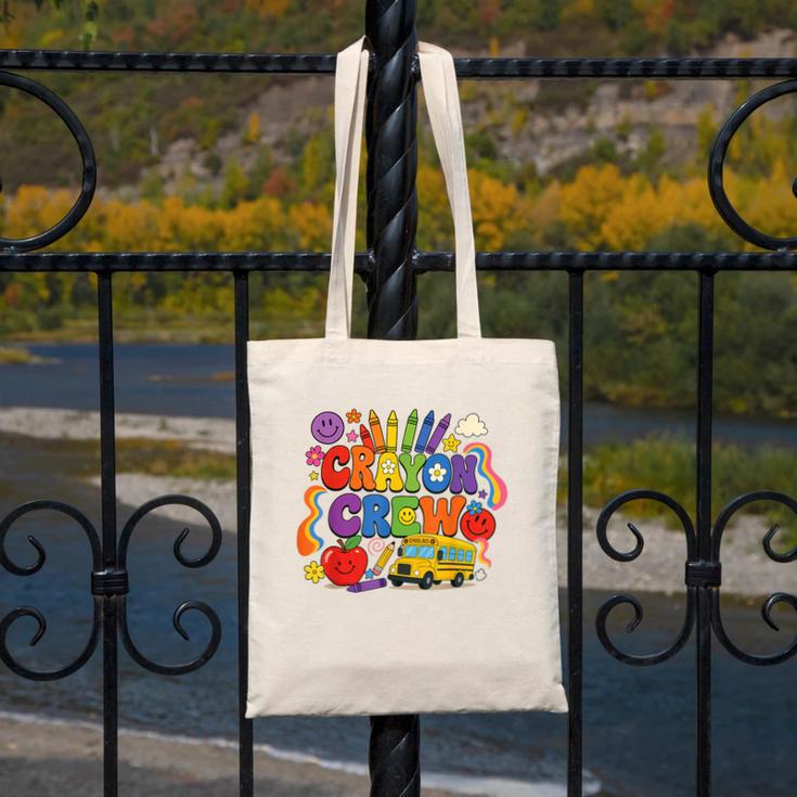 Crayon Crew Cute Back To School Vibes Student Canvas Tote Bag