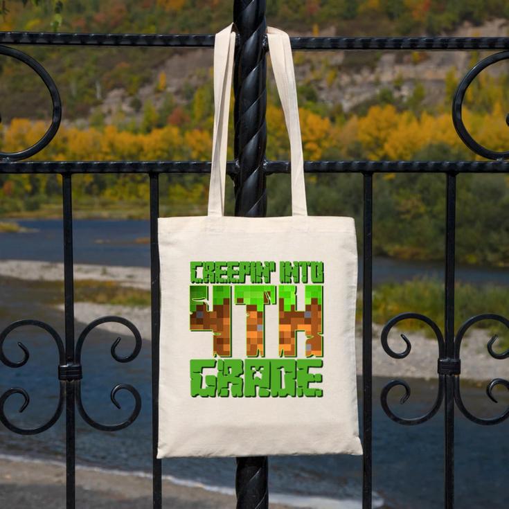 Creepin’ Into 4th Grade Kids Boy Gamer Pixel Back To School Performance Canvas Tote Bag