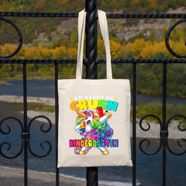 Crush Kindergarten Dabbing Unicorn Back To School Girls Performance Canvas Tote Bag