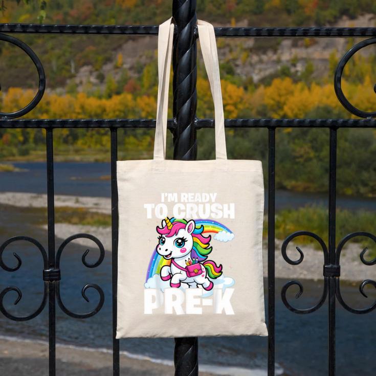 Crush Pre-K Girls Back To School Unicorn First Day Preschool Canvas Tote Bag