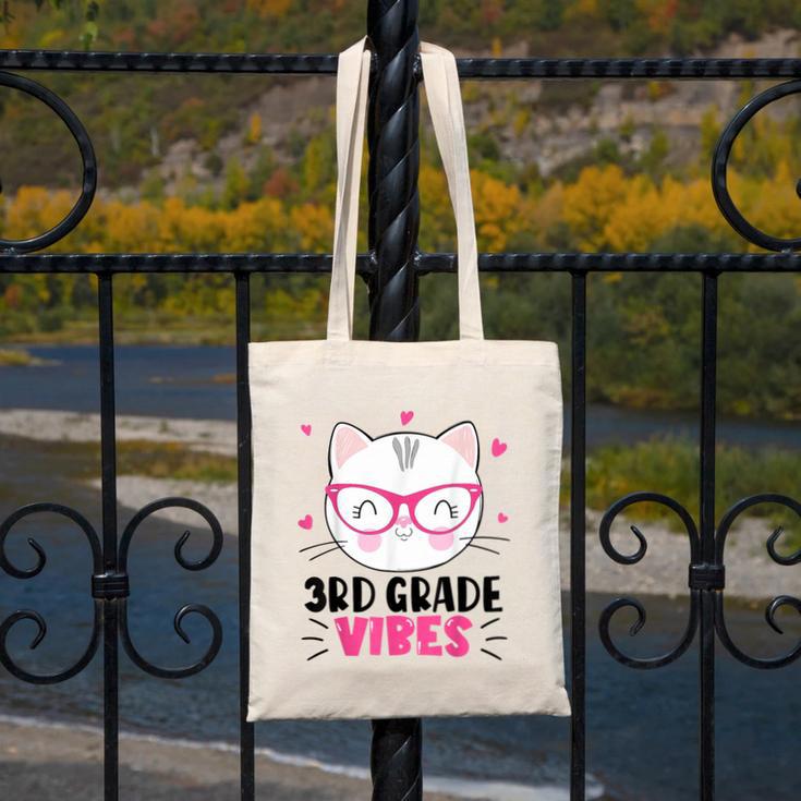 Cute 3rd Grade Vibes Cat Kitten Lover Back To School Girls Canvas Tote Bag Cute 3rd Grade Vibes Cat Kitten Lover Back To School Girls Canvas Tote Bag