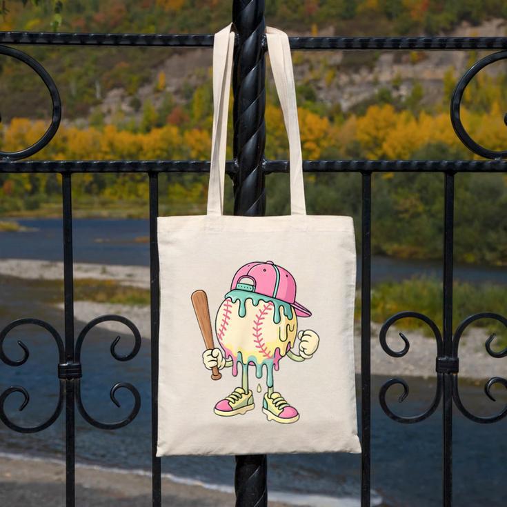 Cute Baseball Ice Cream Drip For Girls & Boys 2 Sides Canvas Tote Bag Cute Baseball Ice Cream Drip For Girls & Boys 2 Sides Canvas Tote Bag