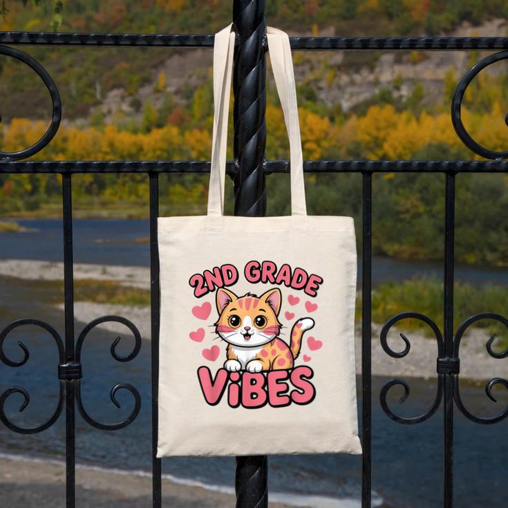 Cute Cat 2nd Grade Vibes Back To School Second Grade Girls Canvas Tote Bag Cute Cat 2nd Grade Vibes Back To School Second Grade Girls Canvas Tote Bag