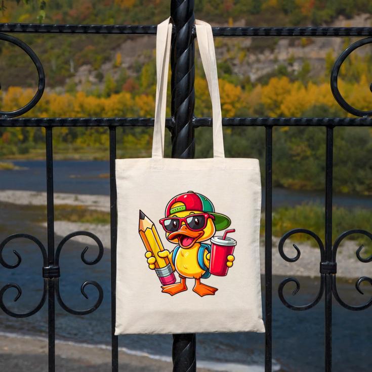 Cute Duck Lover Pencil Back To School Kids Boys Girls Canvas Tote Bag