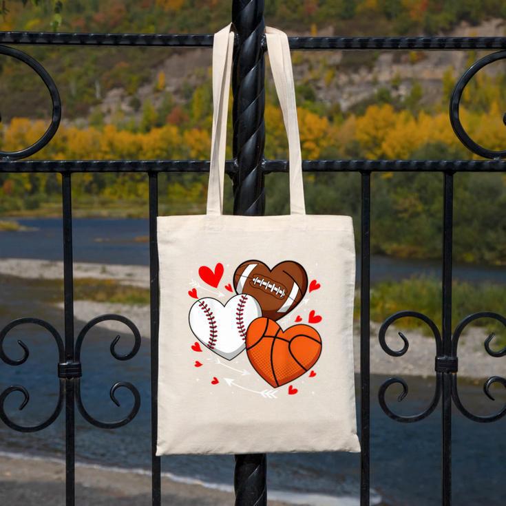 Cute Heart Baseball Basketball Football Valentine Boy Men Canvas Tote Bag Cute Heart Baseball Basketball Football Valentine Boy Men Canvas Tote Bag