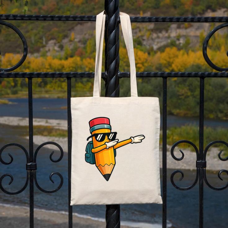 Dabbing Pencil Dancing Back To School First Day Student Boys Canvas Tote Bag Dabbing Pencil Dancing Back To School First Day Student Boys Canvas Tote Bag