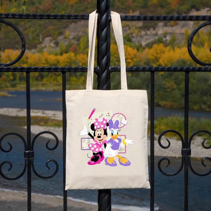 Disney Minnie & Daisy Back To School Best Friends BFFs Canvas Tote Bag