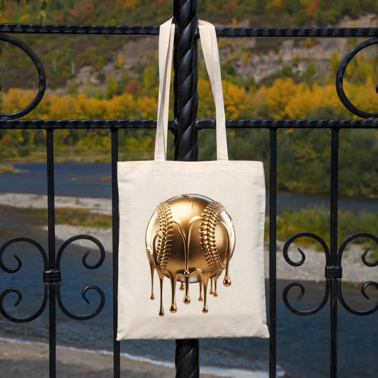 Dripping Gold Drip Baseball Game Day Player Coach Baller Canvas Tote Bag Dripping Gold Drip Baseball Game Day Player Coach Baller Canvas Tote Bag