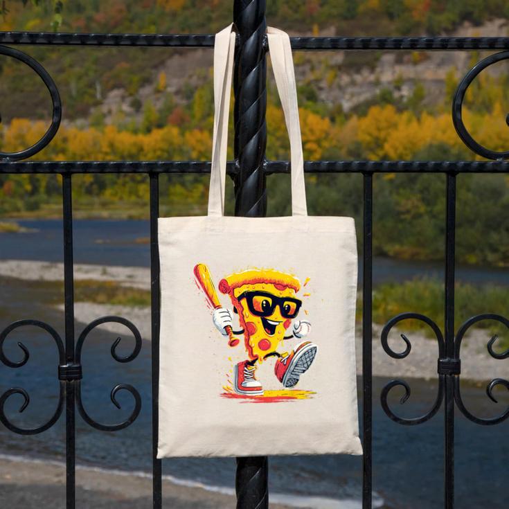 Drippy Pizza Baseball Slice Cartoon Sports Food Canvas Tote Bag Drippy Pizza Baseball Slice Cartoon Sports Food Canvas Tote Bag