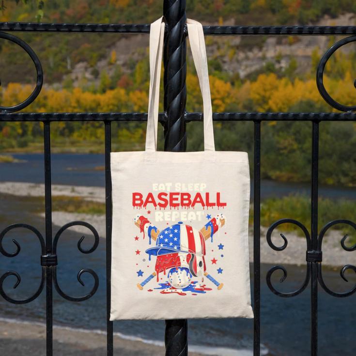 Eat Sleep Baseball Repeat Ice Cream Drip Crossed Bats Canvas Tote Bag Eat Sleep Baseball Repeat Ice Cream Drip Crossed Bats Canvas Tote Bag